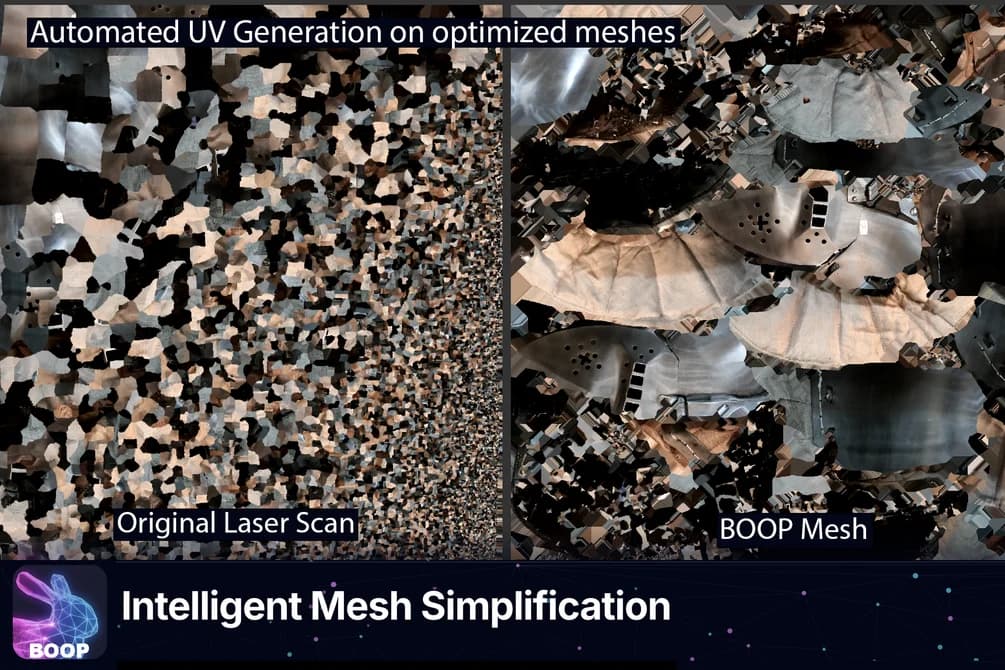 Automated UV generation — original laser scan vs Boop mesh